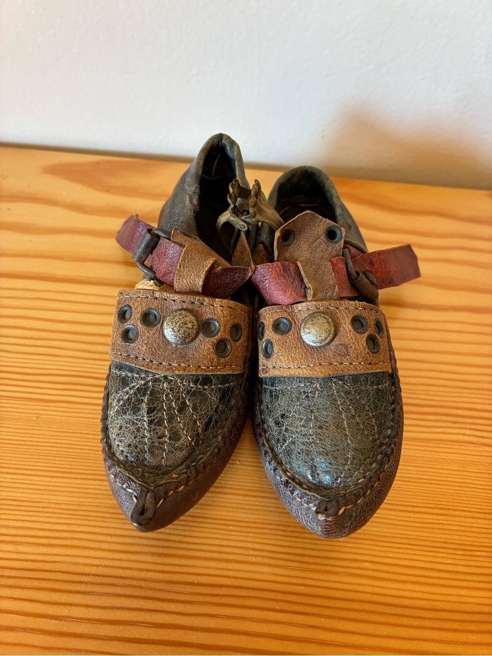 Vintage Handmade Leather Folk Child Shoes Bulgaria or North Macedonia